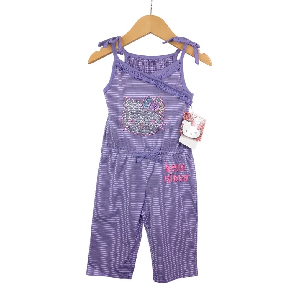 Hello Kitty Girls One Piece Jumpsuit Romper Outfit 2T Purple Ruffle Studded NWT
